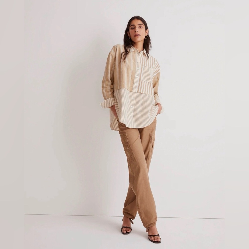 Madewell Women’s Modular Oversized Button-Up Shirt in Mixed Stripe